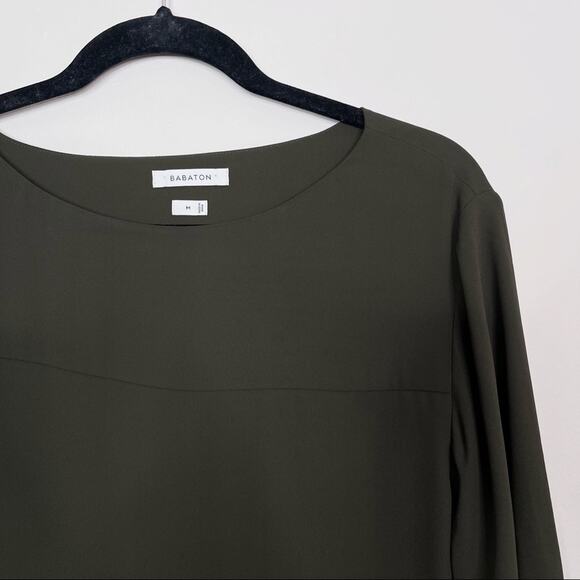 New Aritzia Babaton Medium M Fairman Dress Tuscan Olive Green Brown Long Sleeve - Picture 3 of 10